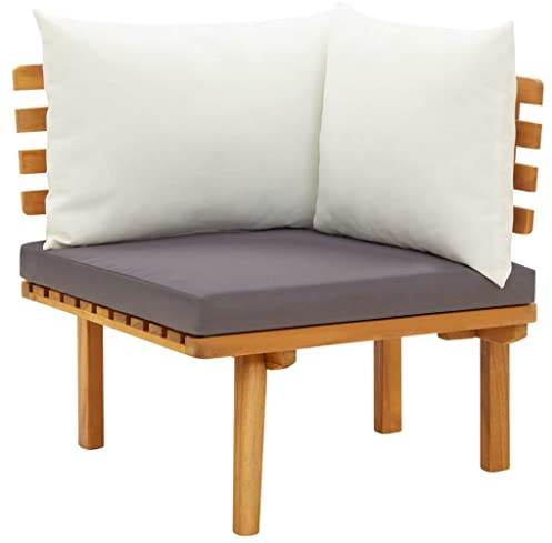 FIRBNUS Garten-Ecksofa mit Kissen Massivholz Akazie Eckcouch Balkon Sitzecke Terassenmöbel Außen Gartensofa Gartenmöbel für Draußen Gartenmöbel Holz Balkon Sofa Outdoor Sofa