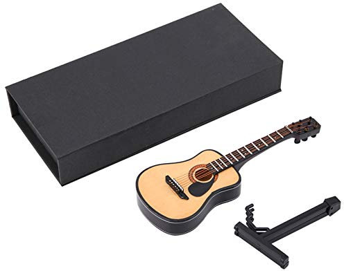 Haosie Miniatur-Gitarrenmodell, Mini-Holzgitarre mit Ständer und Koffer, Puppenhaus-Musikinstrument-Modell, Heimdekoration (16 cm)