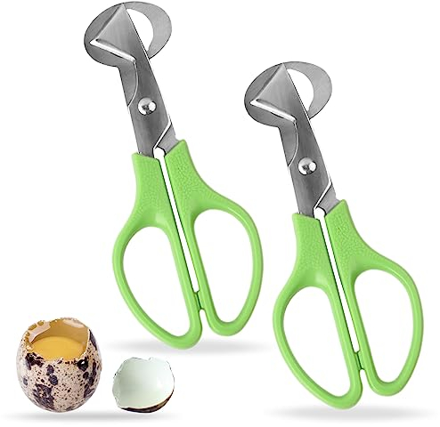 Pinsheng 2 Pièces Ciseaux à Oeufs de Caille, Acier Inoxydable Caille Ciseaux, Caille Coque Oeufs Coupe-Coquille d'oeuf Petit Caille Oeuf Ciseaux pour la Maison, la Cuisine, le Restaurant(Vert)