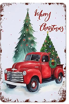 Targa in latta con scritta in inglese Merry Christmas, in alluminio, stile rustico, decorazione da parete per caminetti domestici e riunioni di festa, 20 x 30 cm, cartello retrò
