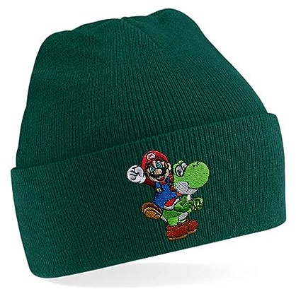 Blondie & Brownie Winter Herbst Beanie Mütze Mario & Yoshi, Flschengrün