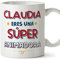 MUGFFINS Tazas Personalizadas para ANIMADORA mujer - En Español - Eres Súper - 11 oz / 330 ml - Regalo Personalizable original y divertido