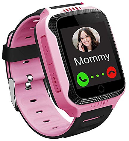 PTHTECHUS Reloj Inteligente Teléfono para niños, GPS Rastreador Podómetro cámara SOS Pantalla táctil HD Conversación Bidireccional Reloj Inteligente para niños, Regalo para niños, Pink