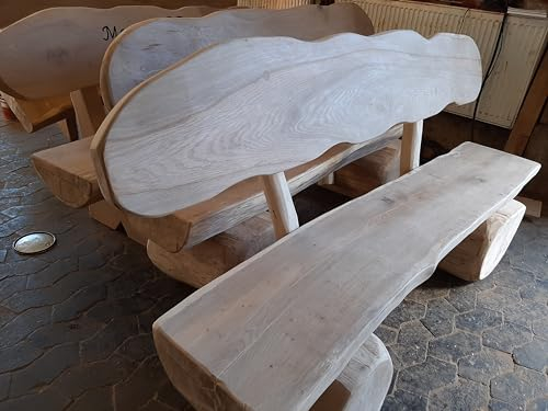 H. Pawlik GmbH Gartenbank Eiche Natur aus Massivholz, rustikale Sitzbank für 2-3 Personen