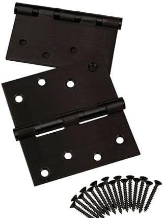 SOTECH 4 Stück Türbänder 101 x 101 x 2,0 mm Aufschraubband Edelstahl SS304 schwarz kugelgelagert mit Edelstahlschrauben Tragkraft 60 kg Edelstahlscharniere für Innen- und Außenbereich