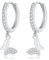 Cangall Silver Drop Hoop Earrings for Women, 925 Sterling Silver Butterfly Dangle Earrings, Hypoallergenic Small CZ Cartilage Cuff Silver Sleeper Earrings with Dainty Butterfly Dangling