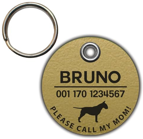DOG TAG/HUNDEMARKE - aus Biothane - gold - v2 (HUND) - rund - Ø 3,4 cm