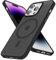 oakxco Magnetic Case for iPhone 14 Pro Max Phone Case Compatible with Magsafe, Slim Thin Clear Hard Shell Plastic & Silicone Rubber Bumper, Transparent Cute Mag Safe Cover for Women Girls, Black