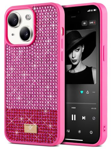 BEZ Cover per iPhone 15 Plus Scintillio Glitter, Custodia per iPhone 15 Plus della Serie Bling & Co., Custodia Protettiva Sparkle Diamond Crystal Bling Case per iPhone 15 Plus, Brink Rosa