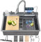 FGNIXLN 85 cm fregadero cocina en cascada inteligente multifuncional de acero inoxidable con pantalla digital, grifo integrado, lavavasos, dispensador de jabón y juego de accesorios para fregadero