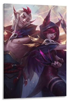 LASOQUAN Xayah & Rakan Vertikales Poster, dekoratives Gemälde, Leinwand, Wandposter und Kunstdruck, moderne Familienschlafzimmer-Dekoration, Poster, 20 x 30 cm