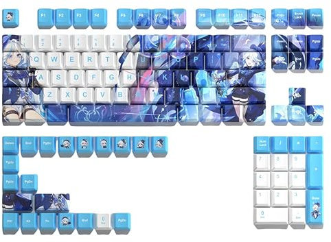 (Furina)108 Tastaturkappen, PC-Gaming, mechanische PTB-Tastenkappe, Eingabetastenkappe, Numpad, benutzerdefinierte Tastenkappen, Lasergravur mit jeder mechanischen Tastatur