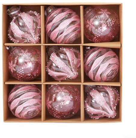 Zilimontt 9 x 7,6 cm große Weihnachtskugeln: bruchsichere Weihnachtsbaumschmuck (rosa)