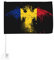 Bandera de Rumania con águila, bandera para ventana de coche, camión, banderas de doble cara, 12 de alto x 18 de ancho