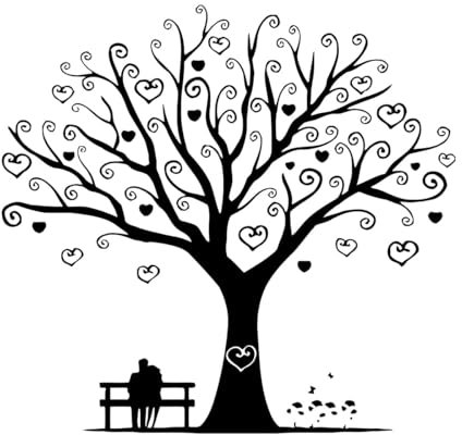 Romantik Familie Vinyl Wandaufkleber Für Schlafzimmer Baum Liebe Paar Herz Wandtattoo Wohnzimmer Café-S-30x31cm-Black