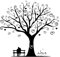 Romantik Familie Vinyl Wandaufkleber Für Schlafzimmer Baum Liebe Paar Herz Wandtattoo Wohnzimmer Café-S-30x31cm-Black