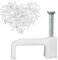 Flat Cable Clips White 200 Pcs, Pcsfor Wire Ethernet Cable, Telephone Cable, TV Wire with Steel Nails 10mm Cord Holder, Wall Wire Tidy Holder Clip Management Cable Pins, Cable Tacks Wire Tidy Clips