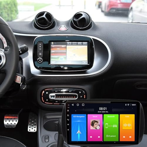 9-Zoll Android Autoradio,Navi Navigation mit Android 12 Radio 2+32GB/GPS/DSP/BT/WiFi/DAB+ für Smart Forfour 4 Schrägheck 453 2014/11-2024/Smart Fortwo II Cabriolet Coupe 453 2016/07-2024/12