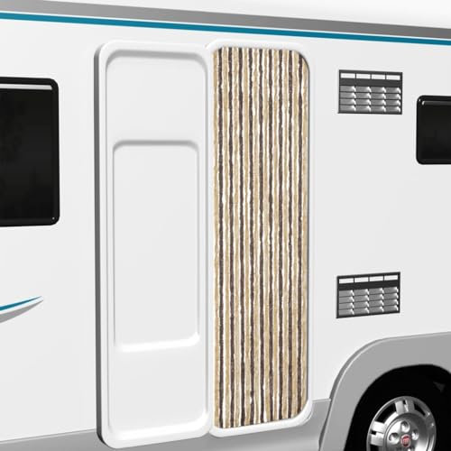 Toshilian Rideau de Porte Chenille, Rideau Anti-Mouches Rideau Moustiquaire Extérieur Rideau Anti-Mouches Marron foncé et Beige 56x200 cm Chenille