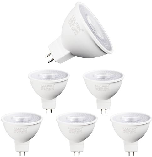 IuulFex MR16 LED Bulbs 6 Pack GU5.3 LED Light Bulbs 5W 12V Reflector Bulb Neutral White 4000K Equivalent to 50W Halogen Spotlight Bulb Bi Pin Base 550LM, Non-Dimmable