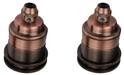 LEDSone Lot de 2 douilles d'ampoule vintage rétro industrielles Edison E27 pour lampe suspendue murale adaptée aux abat-jours (cuivre, lot de 2)