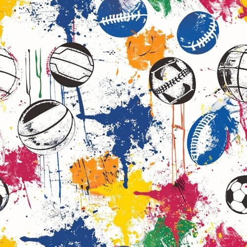JIAOQSS Peel and Stick Wallpaper Colorful Basketball Doodle Self Adhesive Wallpaper Stick on Wallpaper Furniture Sticker Waterproof Living Room Bedroom
