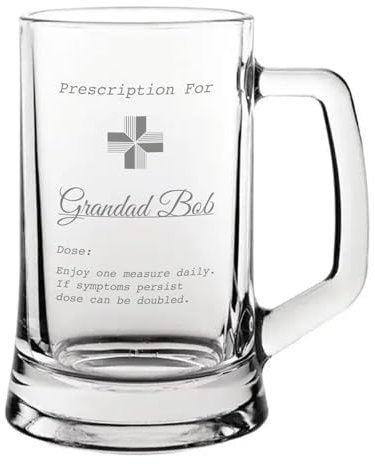 You Personalise Personalised Engraved Glass Prescription Novelty Drinkware (Tankard)