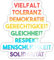 Spreadshirt Demokratie - Vielfalt, Toleranz, Respekt Regenbogenfarben Transparent Sticker Aufkleber, 10 x 10 cm, Weiß glänzend