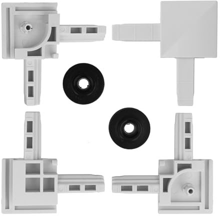 Amig - Kit de Recambio para Mosquitera Corredera - Escuadras con y sin Rueda - Compatible con Modelo MC01 - Repuestos Resistentes de Nylon - Fácil Instalación - Blanco