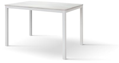 PAZZO DESIGN Fester Tisch Odin, Eschenweiß, weiße Beine, Küchentisch, Wohnzimmertisch, Schreibtisch, Made in Italy, 110 x 68 x 75 cm - id_2104