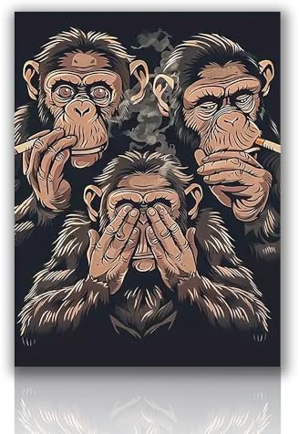 GSJMWD Leinwand-Kunst, modernes Bild, Poster, Wanddekoration, schwarzer Gorilla-Gemälde, Bild für Schlafzimmer, Hostel, Badezimmer, Wohnzimmer, Heimdekoration, 30 x 40 cm, ungerahmt