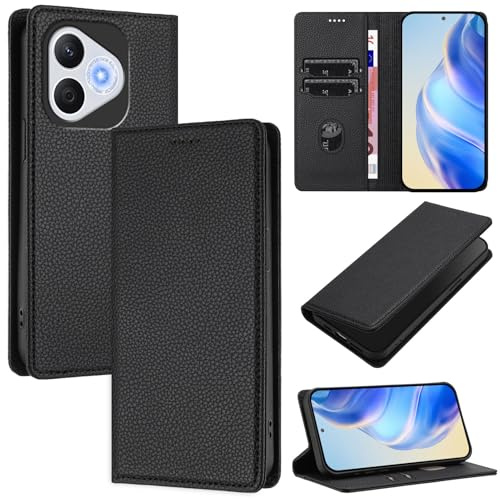 XINYEXIN Cover per Honor 400 Lite, Custodia Portafoglio in Pelle Cover Folio a Libro con Slot per Porta Carte Supporto Magnetica Flip Case - Nero