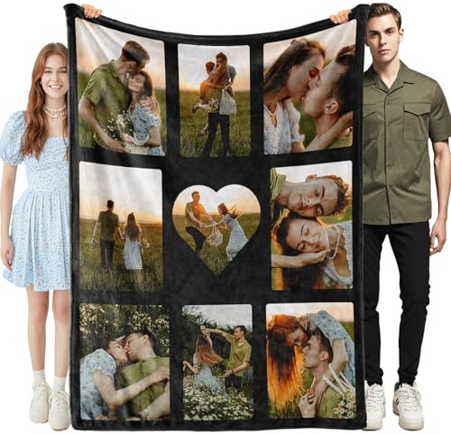 Bemaystar Personalisierte Kuscheldecke mit Foto – Flauschige Fotodecke selbst gestalten – Personalisierte Geschenke für Familie, Paare, Muttertag und Vatertag
