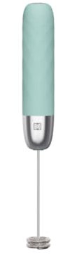 Maestri House Rechargeable Milk Frother, Handheld Electric Foam Maker Detachable Stainless Steel Whisk Drink Mixer Foamer Mini Blender for Matcha, Lattes,No Stand, LunaFro Mini (Gulf Blue/Silver