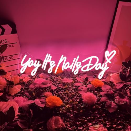 Yay Tt's Nail Day LED Neon Sign Transparent Acrylic Light Decor for Wedding Birthday Party Wall Home Bedroom Room Art Decoration with USB Light Modulator 5V