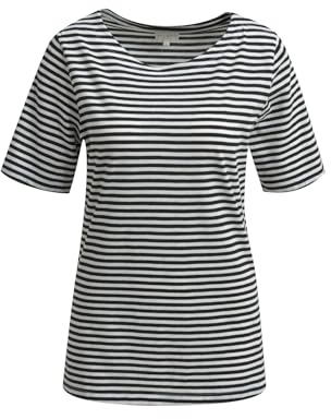 Damen T-Shirt Streifen mit U-Boot-Ausschnitt