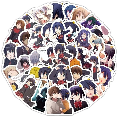 Chuunibyou Vinyl Aufkleber Cartoon Wasserdichtes Graffiti Abziehbild für Fans Wasserflaschen Laptop Koffer Skateboard Fahrrad Helm Dekoration Geschenke 60pcs