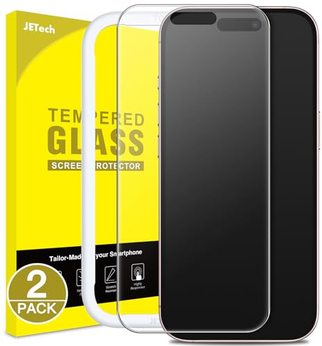 JETech Protector Pantalla Mate para iPhone 15, 2 Unidades | 9H Cristal Vidrio Templado Antirreflejos, Antihuellas, Tacto Suave, Instalación Fácil, Amigable para Funda