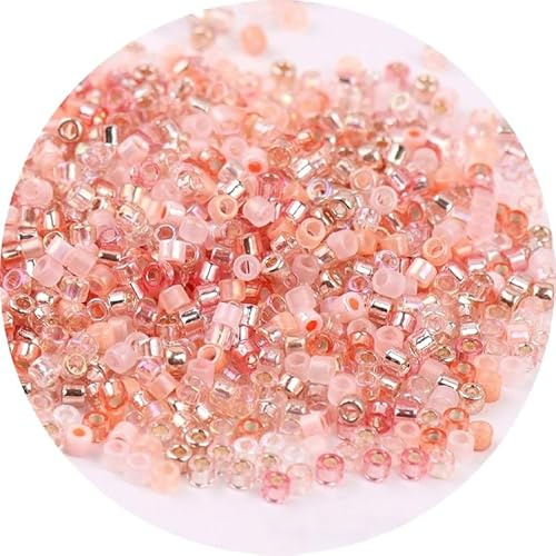 1 Pack 720pcs Mixed Colors Glass Seed Beads 2MM Loose Glass Spacer Beads for Craft DIY Beading,Champagne Pink