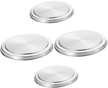 ANDRESLAD Couvercles Ronds en Acier Inoxydable Argenté Lot de 4 pour Brûleurs de Cuisinière Cuisine Moderne Protection Facile et Optimisation D’espace