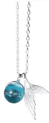 Hohopeti Meerjungfrau Anhänger Halskette Teardrop Design Langlebig Farbbeständig Modischer Schmuck für Mädchen Geschenkidee Elegante Kette mit Einzigartiger Meerjungfrau Flosse