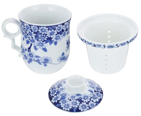 Toyvian Tasse à Thé en Porcelaine Bleue et Blanche en Céramique | Style Classique Délicat, Anse Anti-brûlure, Toucher Confortable, pour Bureau, 1 Pièce