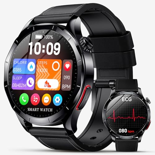 Lgnitek 2026 Nuevo ECG Reloj Inteligente Hombre con HRV/BMI, 1.43“ AMOLED Smartwatch con 24H Pulsómetro SpO2 Monitor de Sueño, Pulsera Actividad para Android iOS
