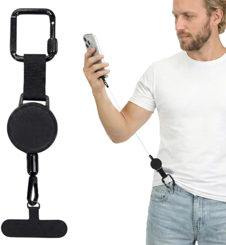 Cordino per Cellulare, Cinturino Antifurto Cordino per Cellulare, Cordino Telefono, Cordino per Telefono, Cordino per Cellulare Universale, Adatto per Smartphone, Portachiavi, Portafogli (Nero)