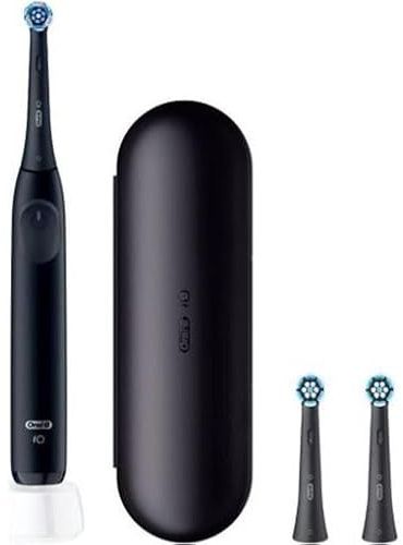 Oral B iO 2 Zahnbürste, schwarz, Reiseetui + 2 Ersatzteile, Schwarz