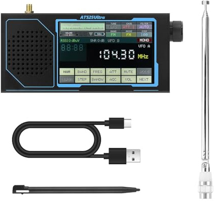 Receptor de onda corta ATS25 Ultra SDR Multibanda Radio con pantalla táctil de 4 pulgadas Receptor Mundial Portátil Compatible con SSB USB LSB CW AM FM