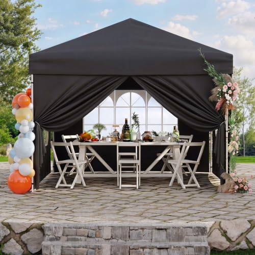 GarveeMore Faltpavillon Pop Up Pavillon 3x3 Stabil mit Seitenwänden | UPF 50+, 3 Höhe, Inkl. Tragetasche, Heringe, Seile & Sandsäcke, Wasserdicht Winterfest, 3x3m Faltbar, Popup Pavillon 3mx3m