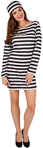 dressforfun tectake Frauenkostüm Knastbraut | Sexy, kurzes gestreiftes Kleid inkl. Hut (XL | Nr. 301432)