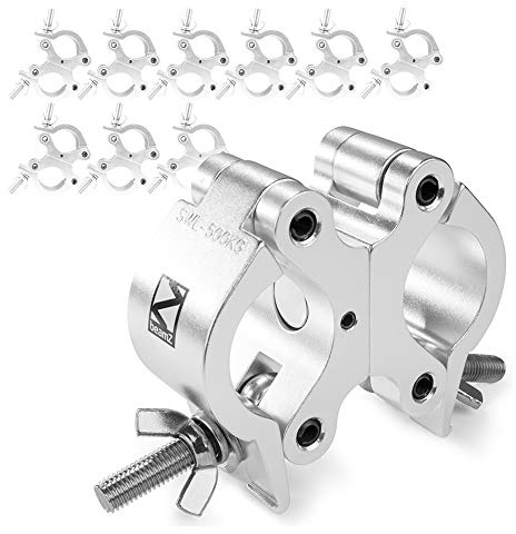 10x BeamZ BC50-500D Aluminium Swivel Coupler Truss Clamp Set for Lighting & Stage Equipment, 500kg Load Capacity, Butterfly Nut Fixing, Fits 48-51mm Tubes, Professional Event Rigging