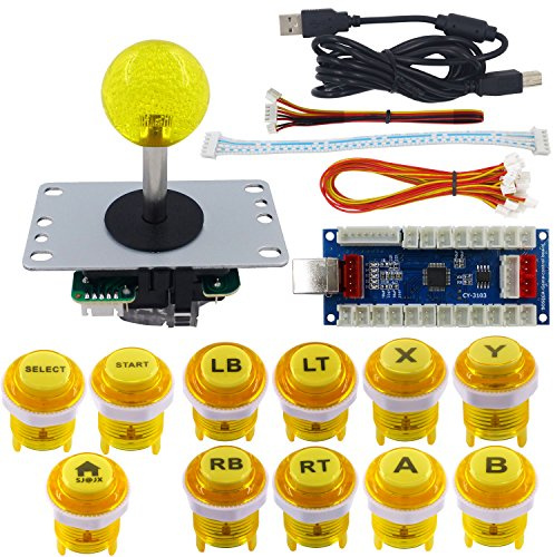 SJ@JX Arcade Game Kit DIY Part Zero Delay PS3 USB Encoder Board Push Button Joystick Controller Light for Xbox Style Windows PS3 Retro Pie PC MAME Raspberry Pi NES